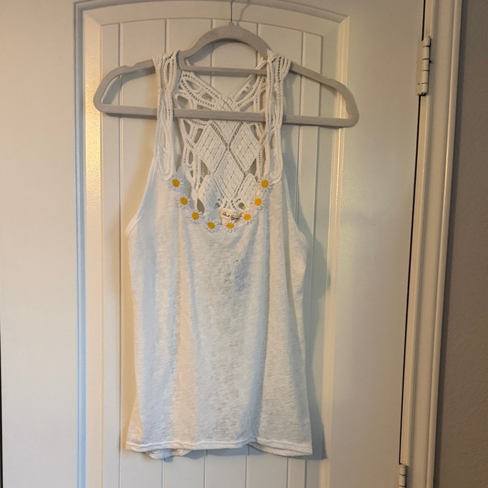 White Crochet Tank Top